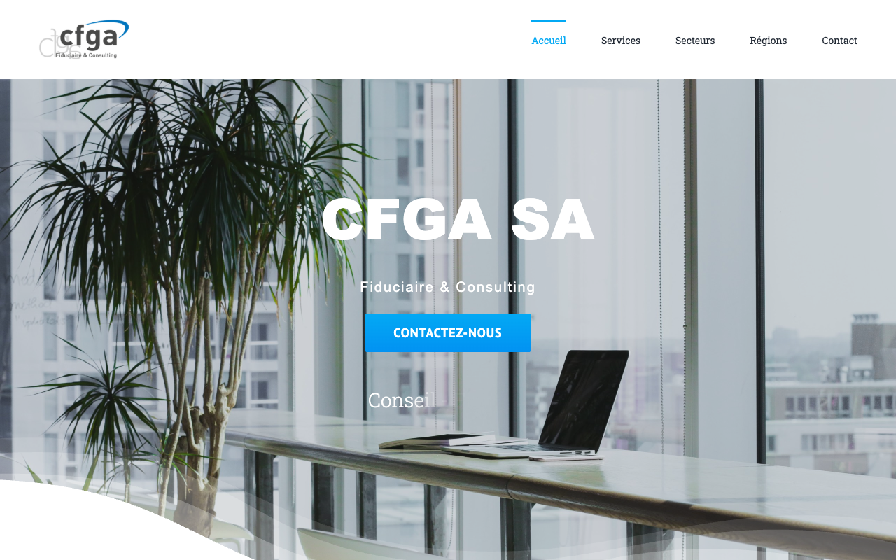 Startseite der CFGA SA-Website — Treuhandbüro