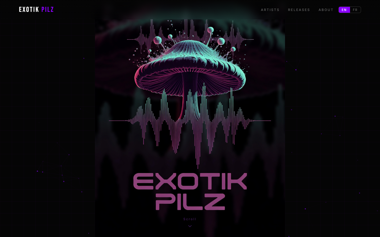 Startseite der Exotik Pilz-Website — unabhängiges Musiklabel